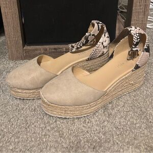 Nine West Beige Wedge Espadrilles